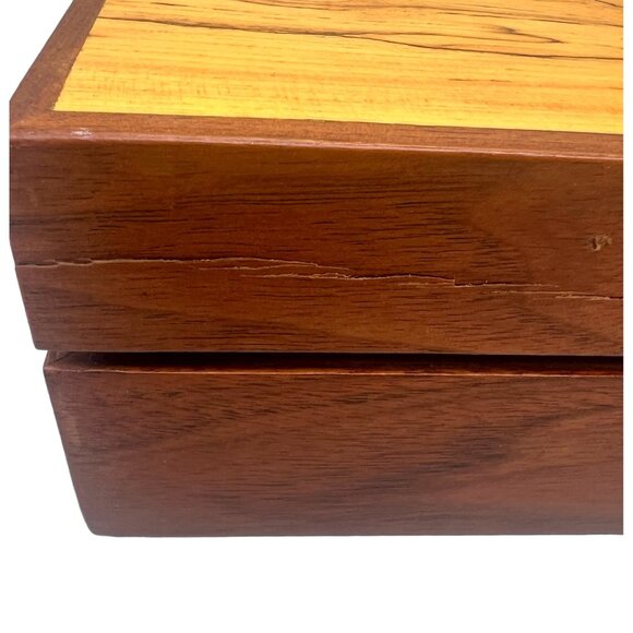Handcrafted Wooden Jewelry Box With Spalted Maple Lid R Wilson 2000 7.5 x 4.25" - Picture 12 of 13
